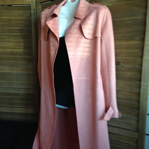 Gorgeous Fluffy Casual Rose Removable Belt Side Pockets Open Front Coat - Picture 8 of 16